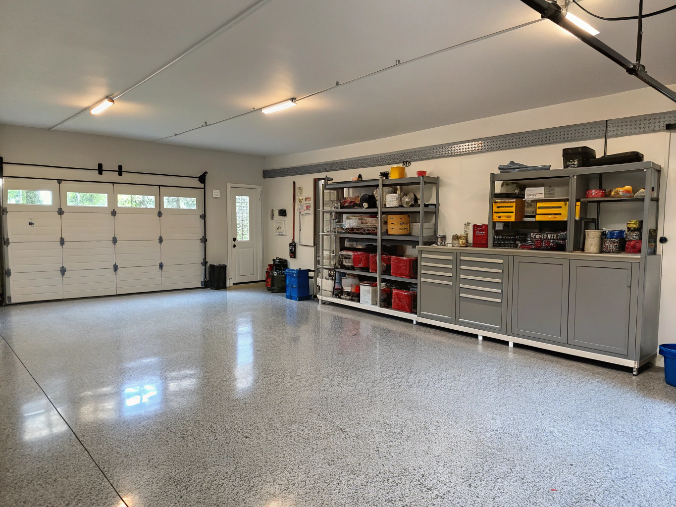 Before and after clean organized garage space