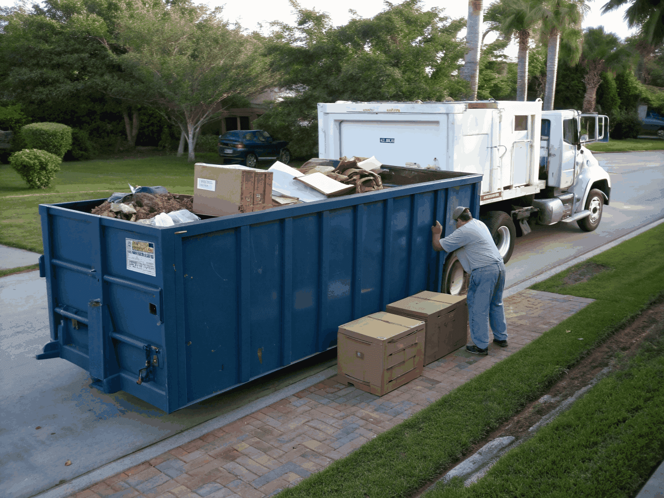Organized JUNKR trailer loaded with furniture for disposal